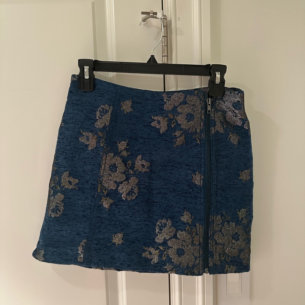 Free People Blue Embellished Mini Skirt